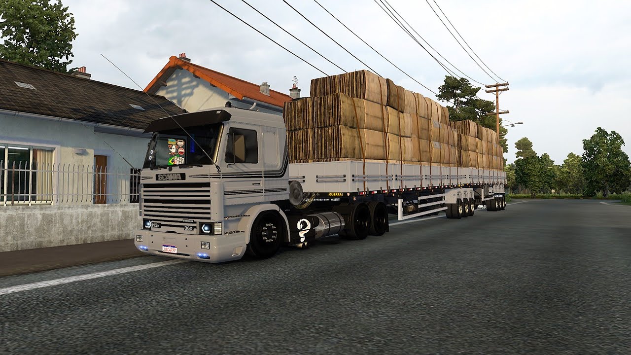 Scania 113 Frontal no Bitrem 30 Metros - Carregado de Papelão - ETS 2