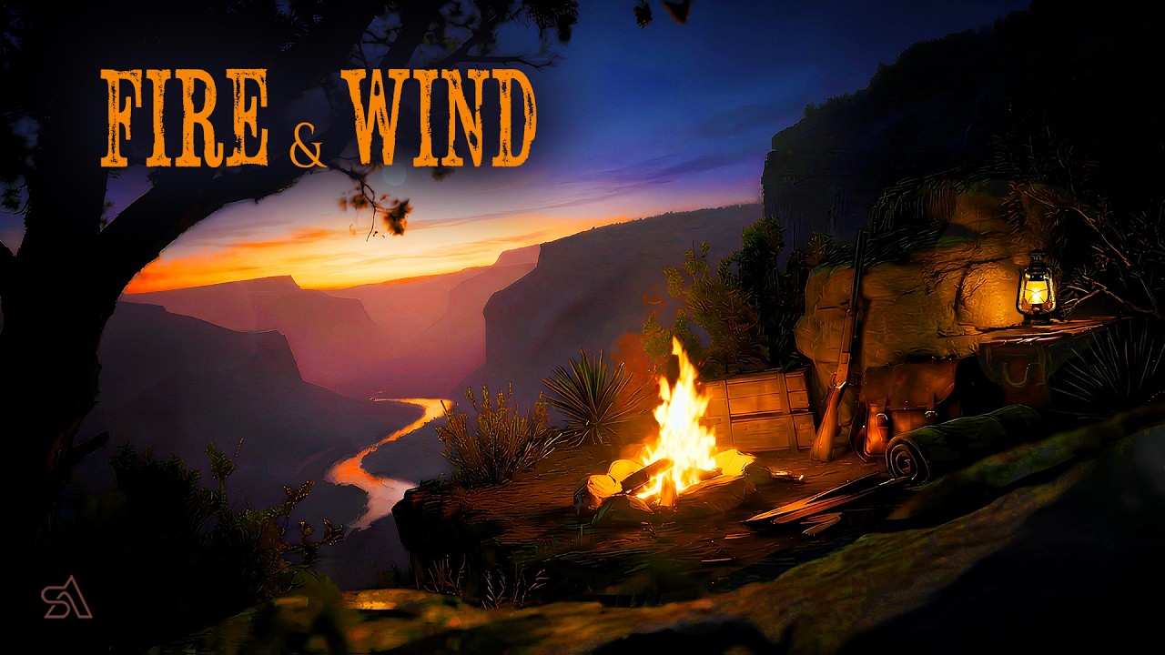 Wild West Campfire Ambience | Frontier Desert Night, Crackling Fire & Wind