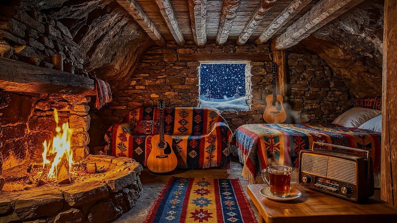 Crackling Fireplace ASMR | Relaxing White Noise for Sleep | Winter Storm Outside | Cozy Ambience