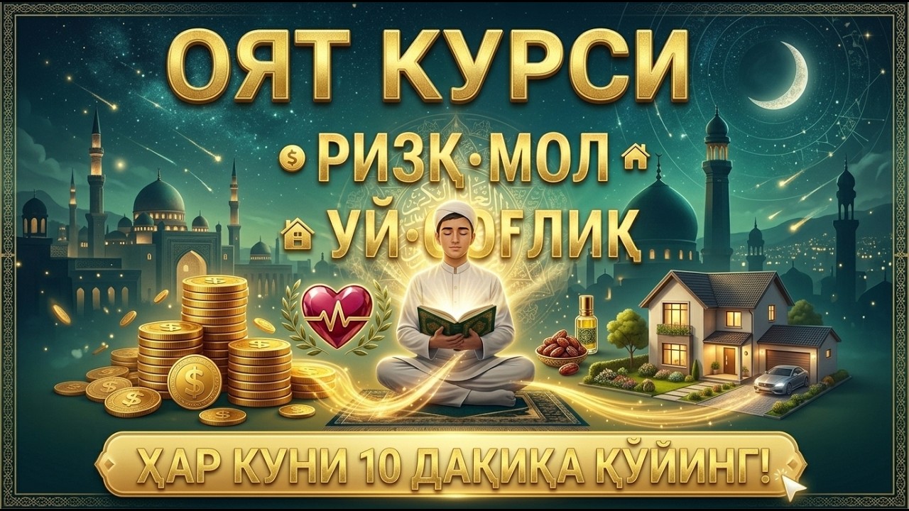 Оят Курси – Ризқ, Мол, Уй ВА Соғлиқ Учун Энг Қудратли Дуо | Ҳар Куни 10 Дақиқа Қўйинг!