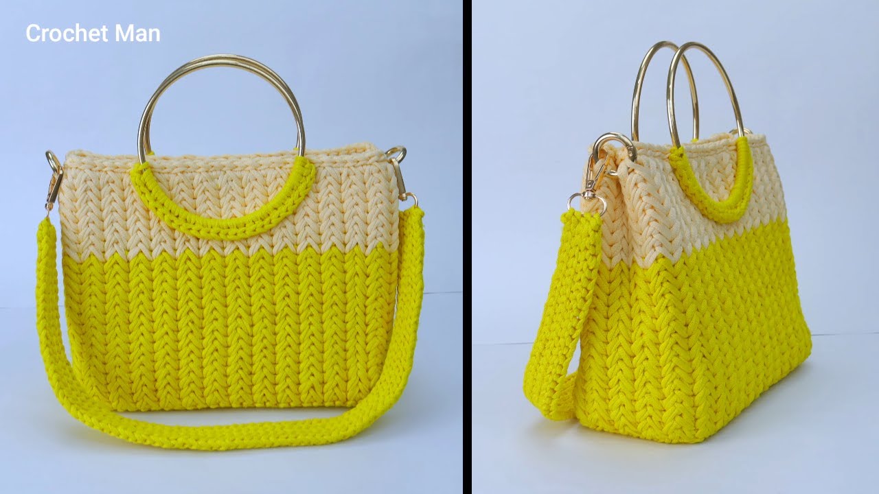 New Crochet Handbag! Stylish Crochet bag with macrame cord! crochet handbag tutorial