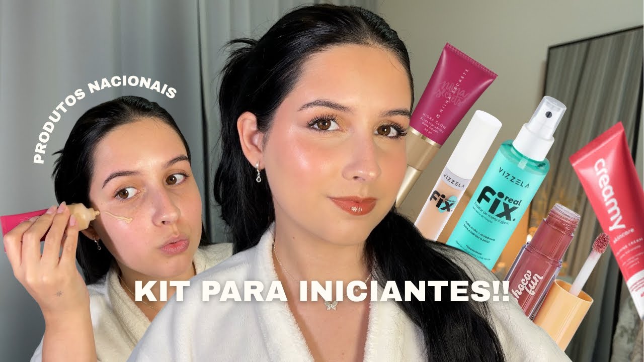KIT DE MAQUIAGEM para iniciantes s&oacute; com produtos nacionais + tutorial completo