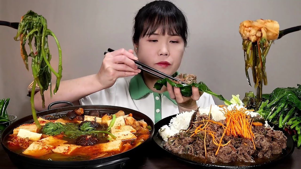 мукбанг, пряный, говядина бульгоги, ASMR.