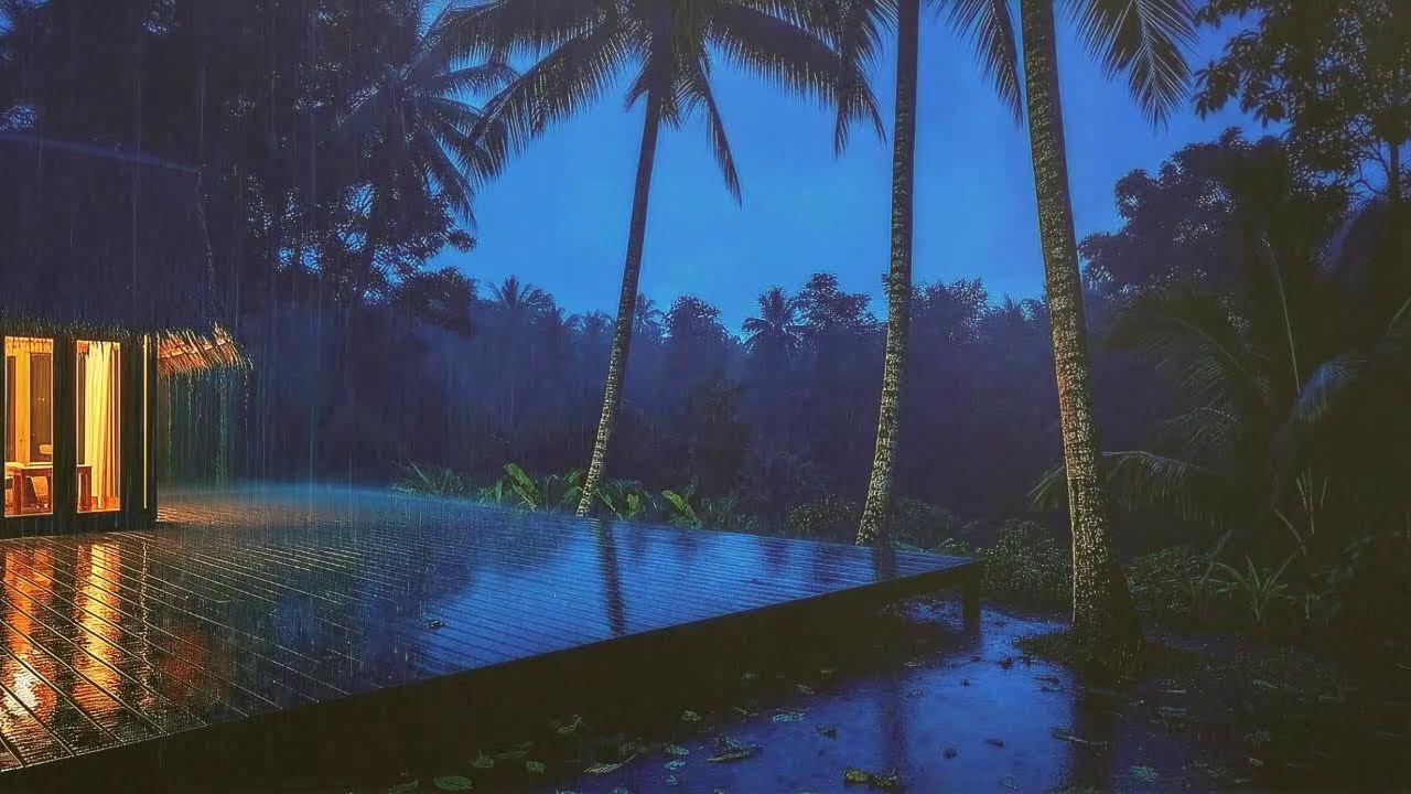 Sleep Faster with Gentle Rain Sounds and Distant Thunder Echo at Cabin Terrace 🌧️