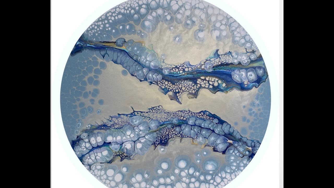 Round Canvas Pearl Cell Dutch Pour | Lovely & Delicate Results | Acrylic Pour Tutorial