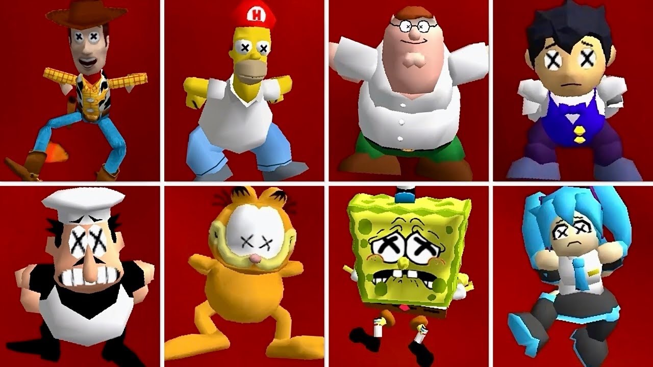 30 Famous Cartoon Characters Falling in LAVA Animations - 4K