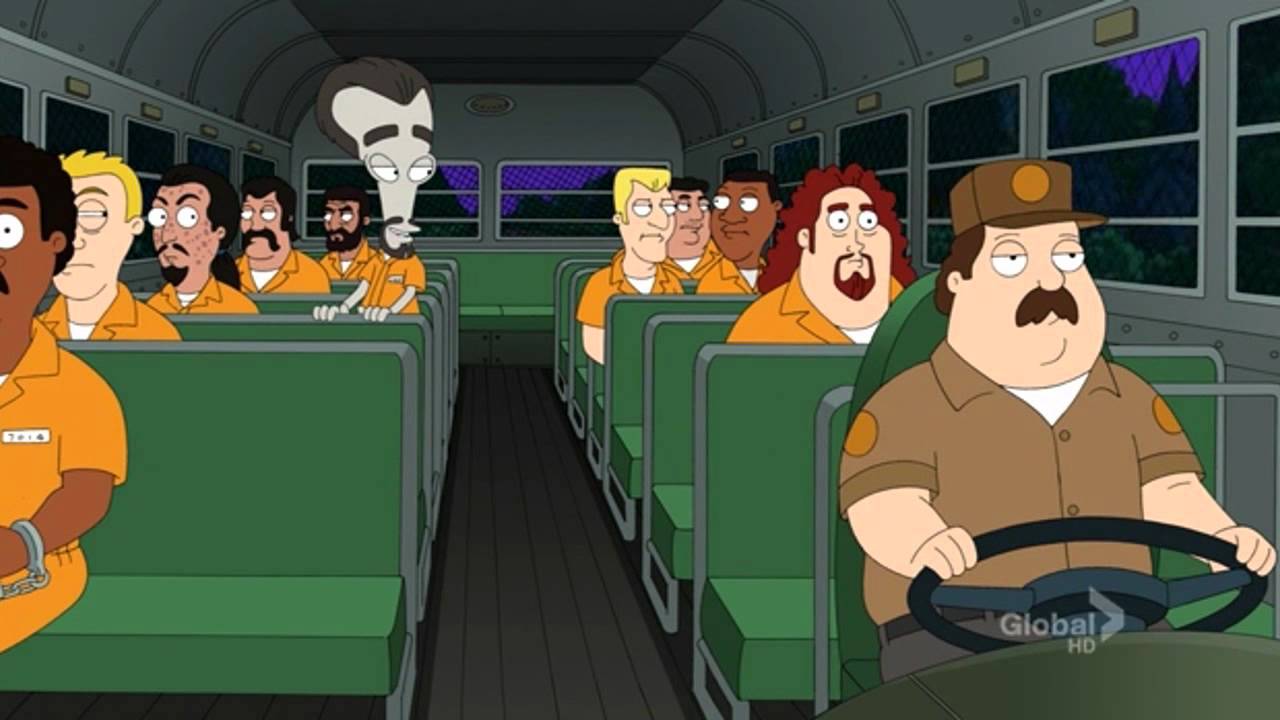 American Dad - Roger escapes prison bus