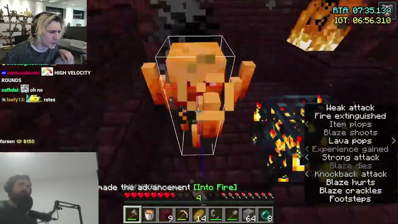 xQc Reacts to Forsen Throwing a God Seed in Minecraft Speedrun