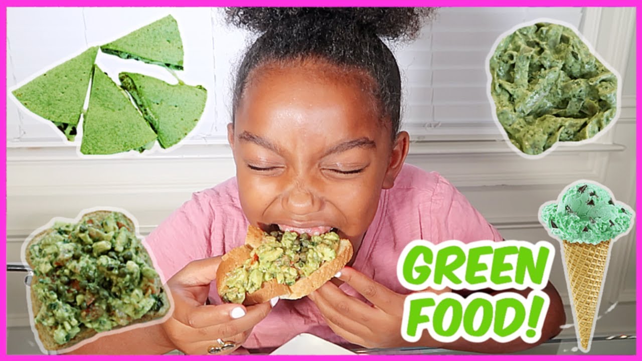 I ONLY ATE GREEN FOOD FOR 24 HOURS CHALLENGE | YOSHIDOLL