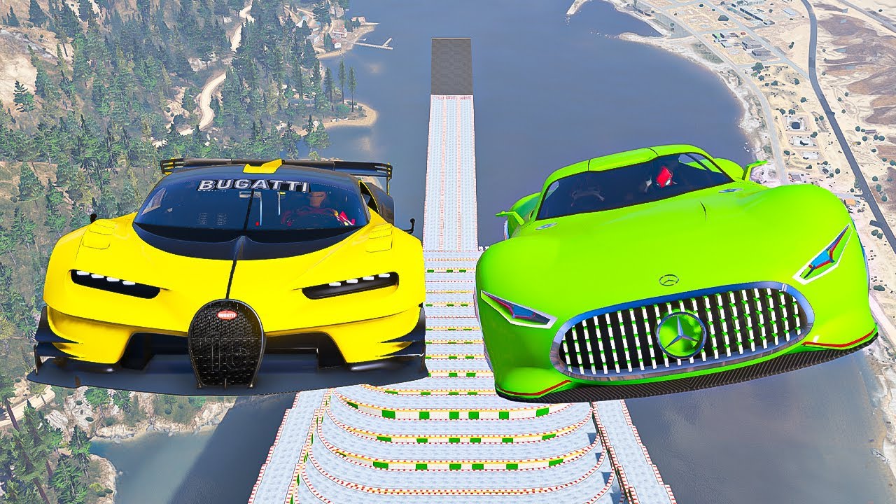 S&uuml;per Vizyon Arabalar Buzlu İniş Parkurunda Yarışıyor - GTA 5 MODS