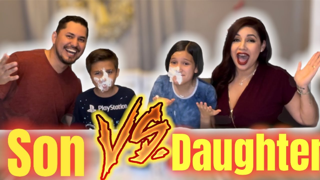 WHO KNOWS US BETTER? **PIE FACE CHALLENGE** (Son VS. Daughter)