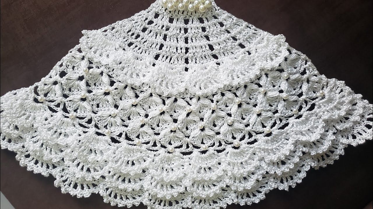 Saia de crochê noiva, para boneca pintada em pano de prato( Saia Solange)