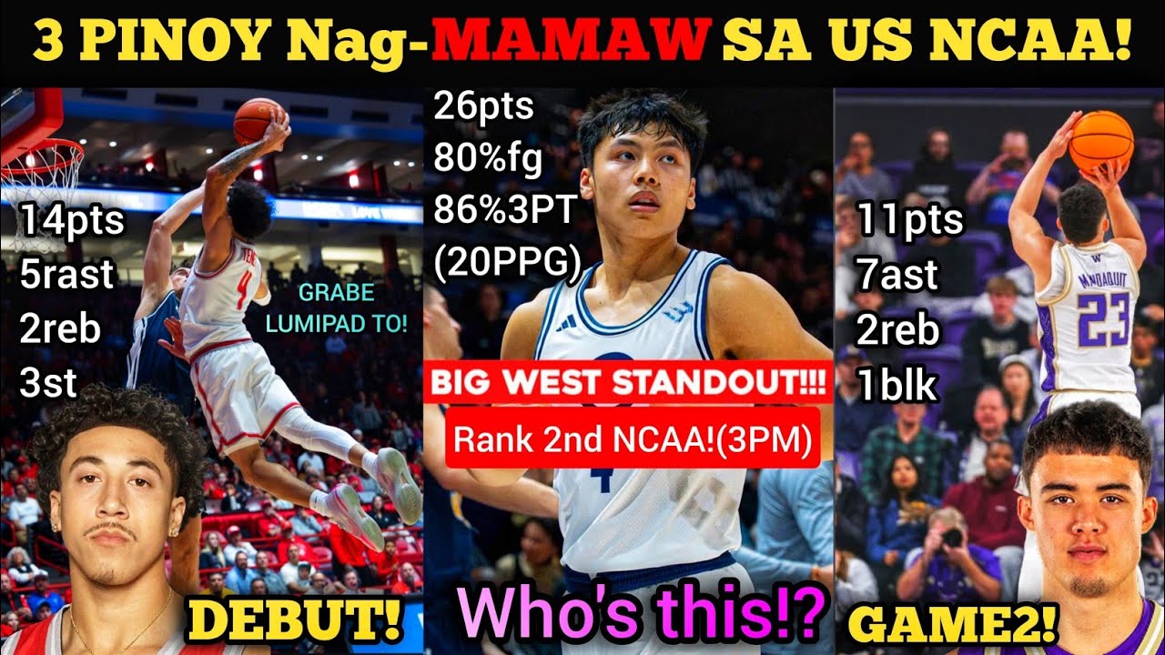 STANDOUT! 3 PINOY SA US NCAA! MAMAW sa DEBUT 5'10! MALA-steph un isa!JJ MANDAQUIT 2ndgame impressive