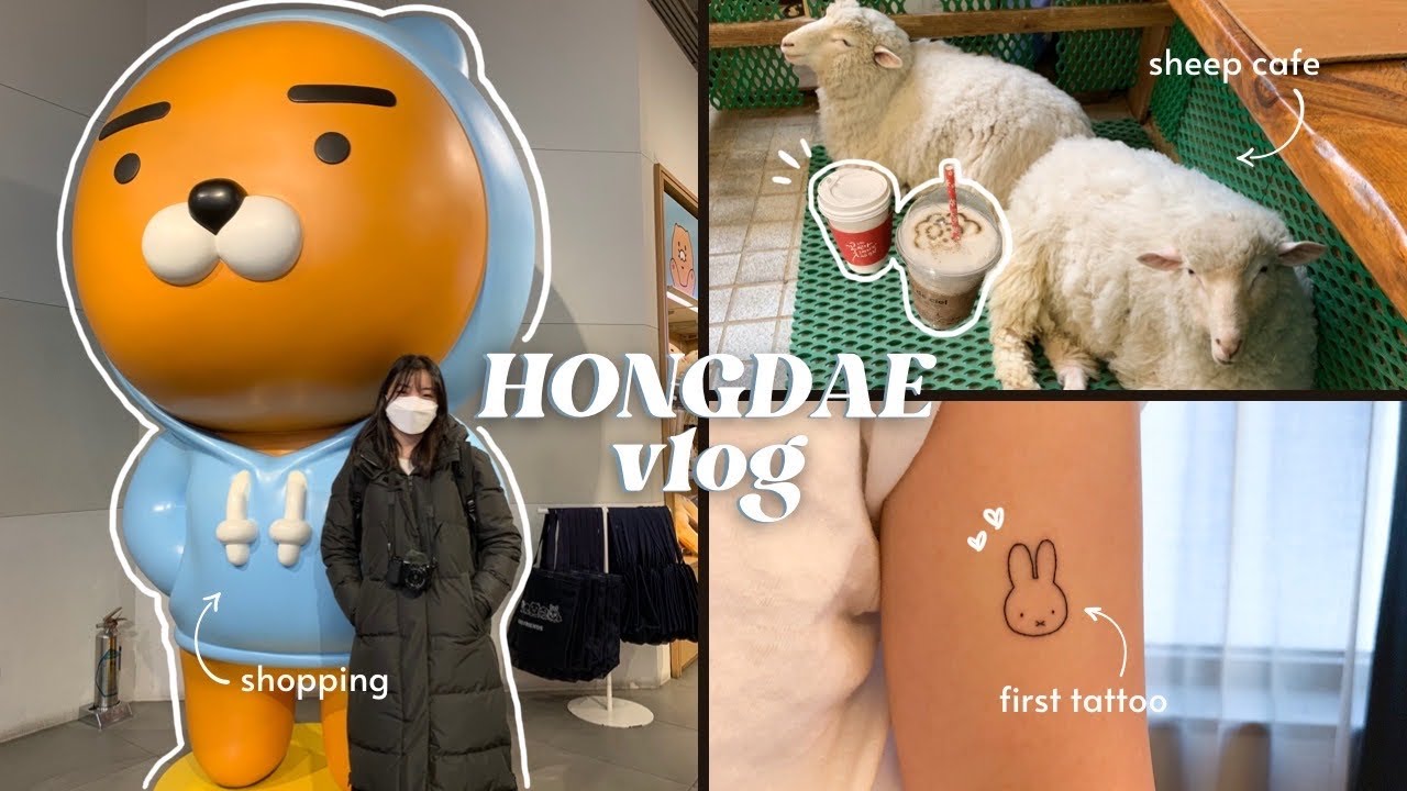 KOREA VLOG 🇰🇷 getting my FIRST TATTOO in Hongdae, cafe hopping, shopping at sanrio lovers club
