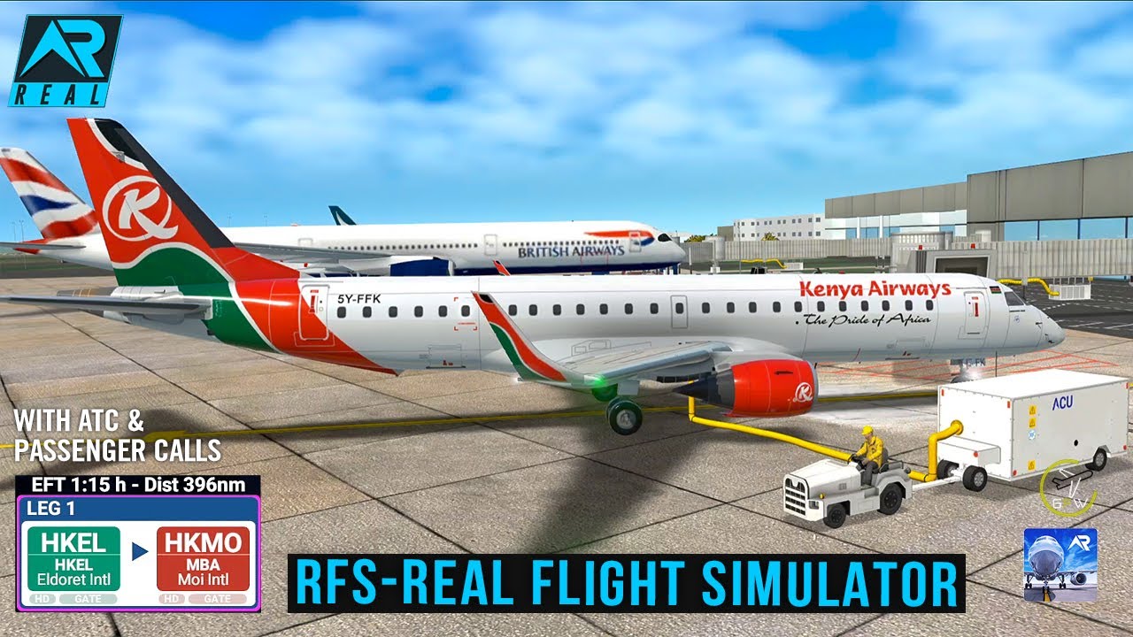 RFS - Real Flight Simulator - Eldoret to Mombasa||Full Flight||Embraer||Kenya Airways|FHD||RealRoute