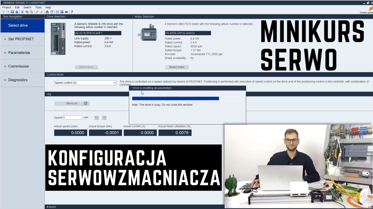 Minikurs Programowania Napędów Serwo - Lekcja #2 Konfiguracja serwonapędu Sinamics V90