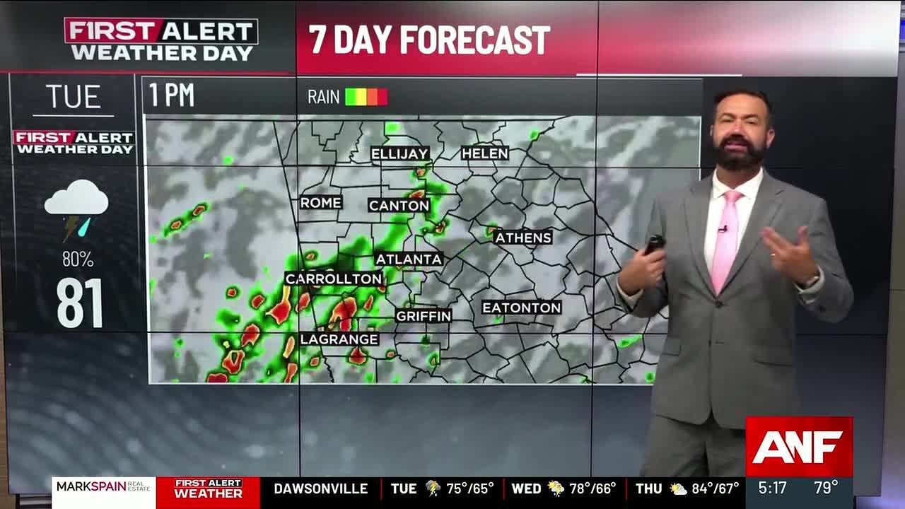 Прогноз First Alert: в северной части Джорджии сохраняются сильные дожди и угроза наводнений