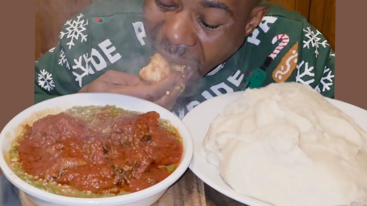 Fufu and okra stew 