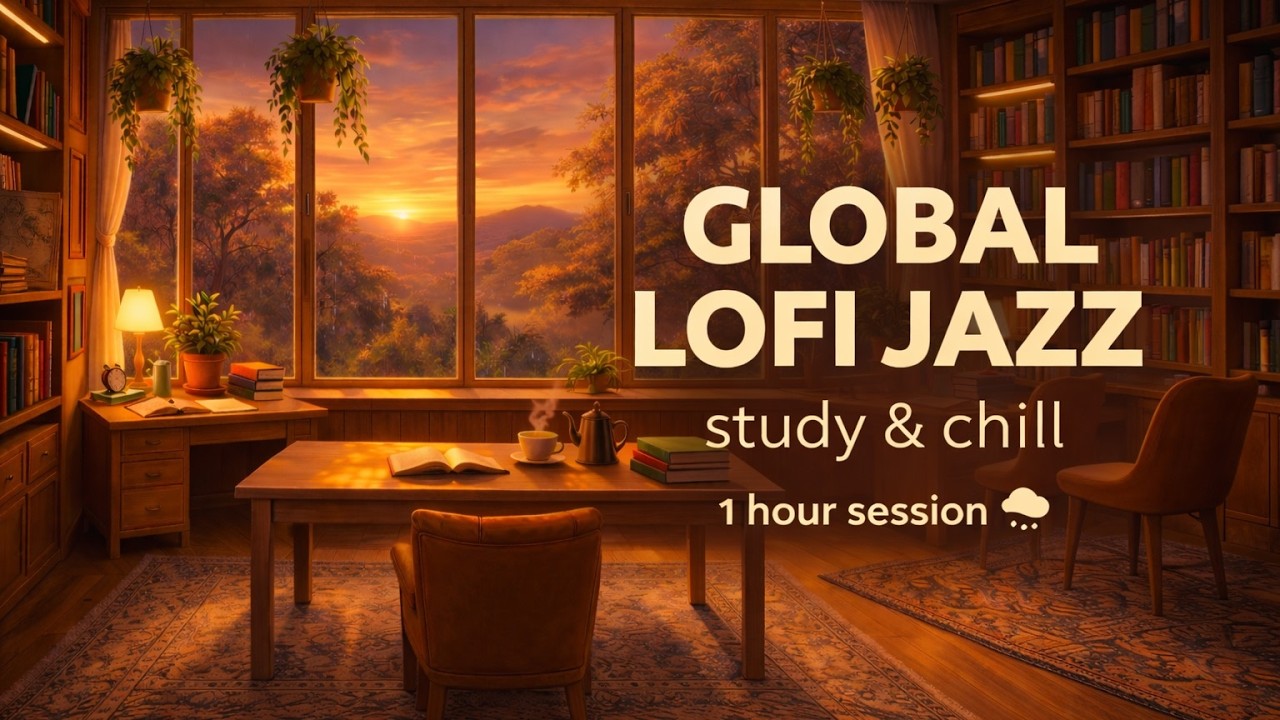 1 Hour Lofi Study Session 🌧️ | Rain Sounds | Global Lofi Jazz (Afro, Arabian, Spanish & 1940s)