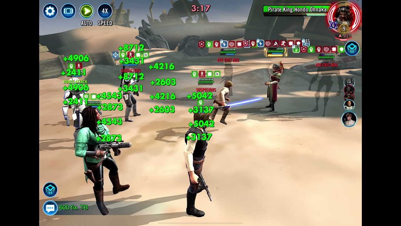 SWGOH CLS lead Rex FDC Sana TM train on PK Hondo in Squad Arena (Win)