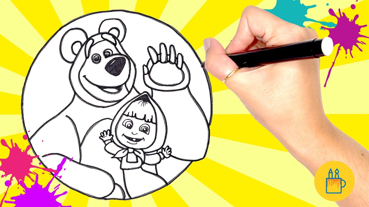 Desenhar e Colorir a Masha e seu Amigo Urso 🎨🐻🌟