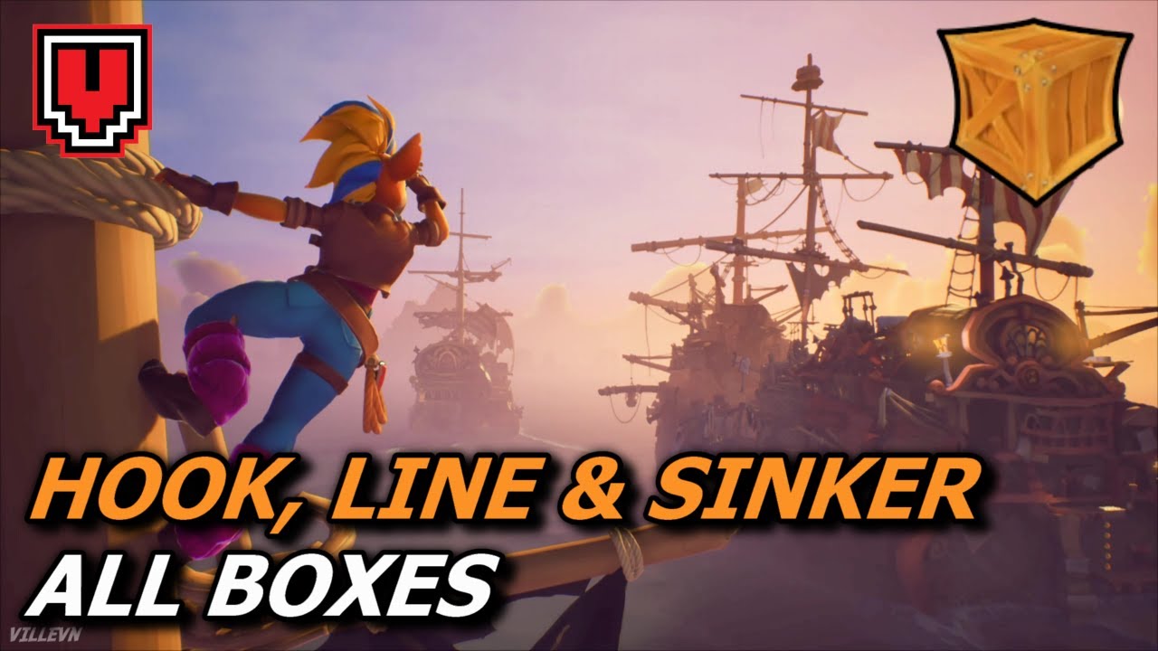 Hook, Line and Sinker: All Boxes (with checkpoint numbers) - Crash Bandicoot 4 walkthrough