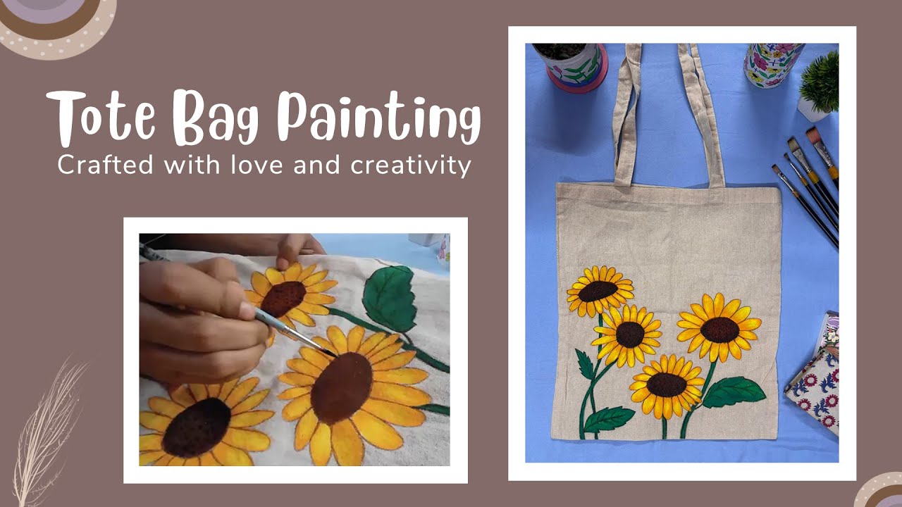 Hand-Painted Sunflower Tote Bag Design | Easy & Aesthetic Painting Tutorial 🌻