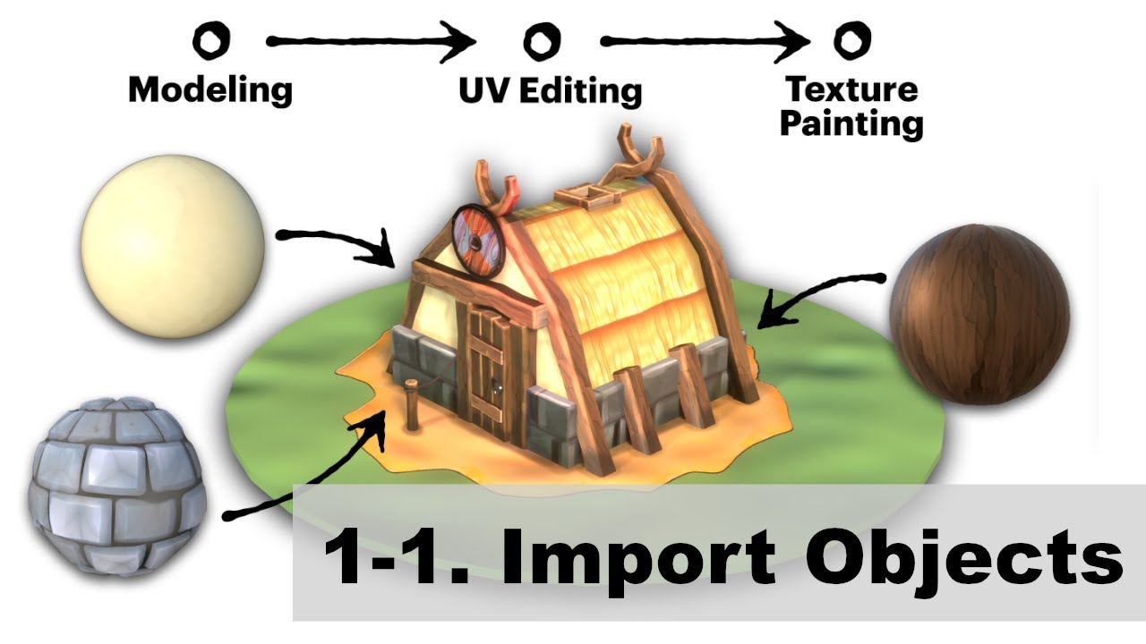 1-1 Import Objects - Creating a Stylized Viking House - Blender 2.8