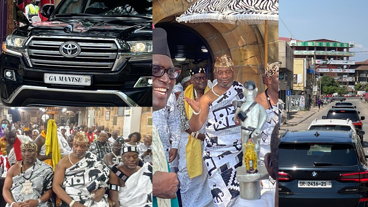 GaMantse storms thanksgiving service of late Ga Manye in a royal motorcade convoy🇬🇭🇳🇬