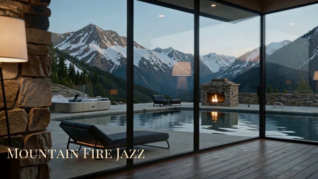 Mountain Fire Jazz 🔥 Smooth Ambient Jazz in a Luxury Alpine Retreat