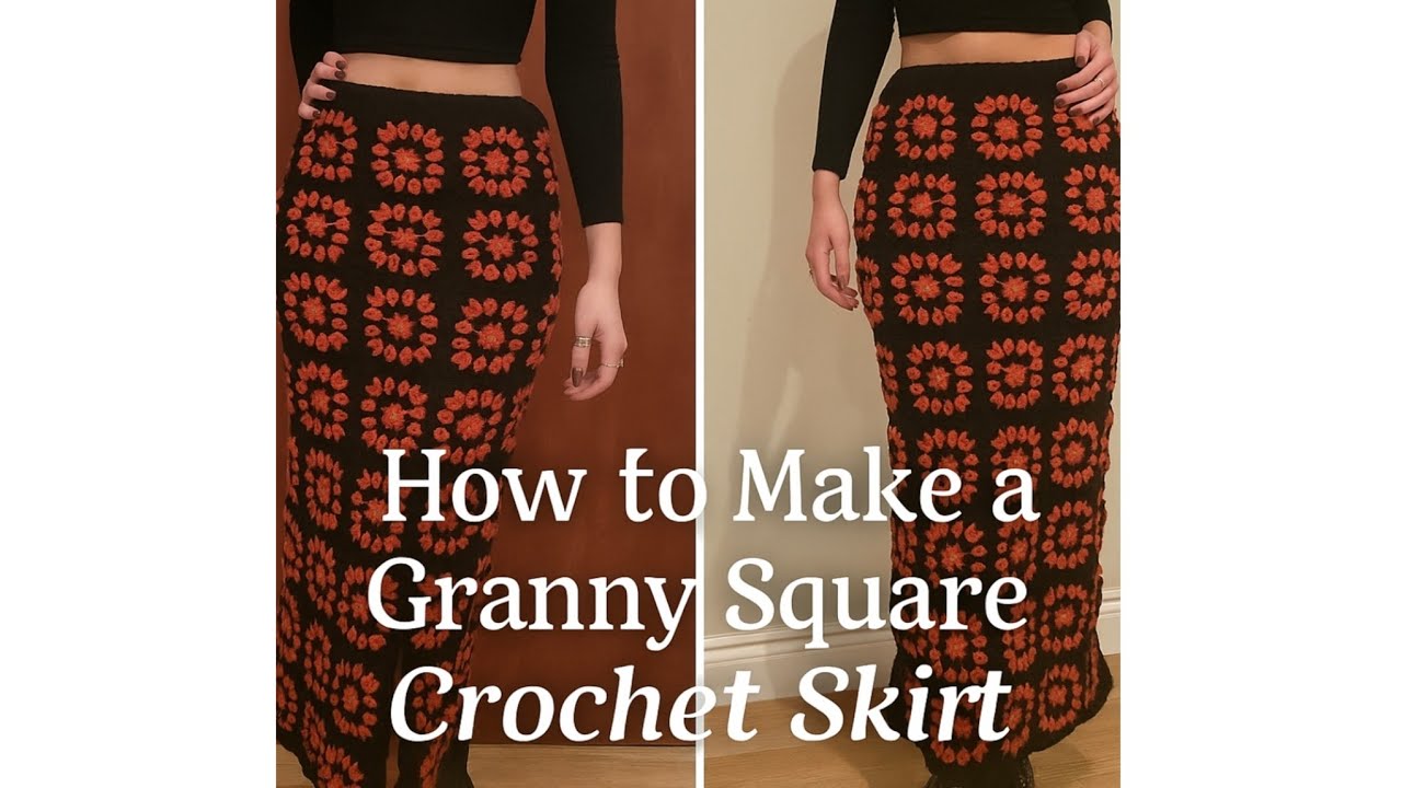 Crochet Long Maxi Granny Square Skirt Tutorial | Trendy Handmade Skirt Step-by-Step