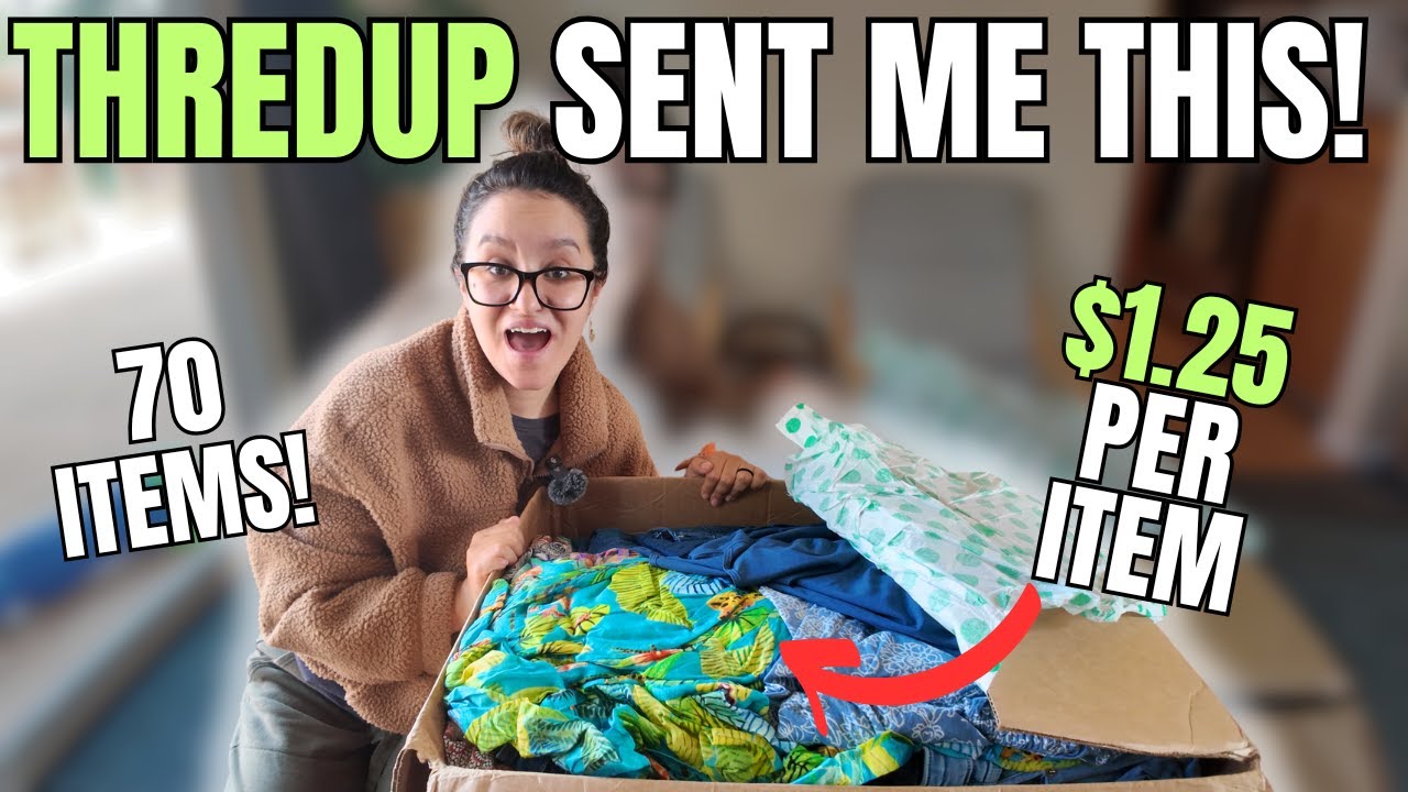 ThredUp Mystery Box UNBOXING &ndash; 70 Pieces for $88 to Resell on eBay & Poshmark #thredup #haul