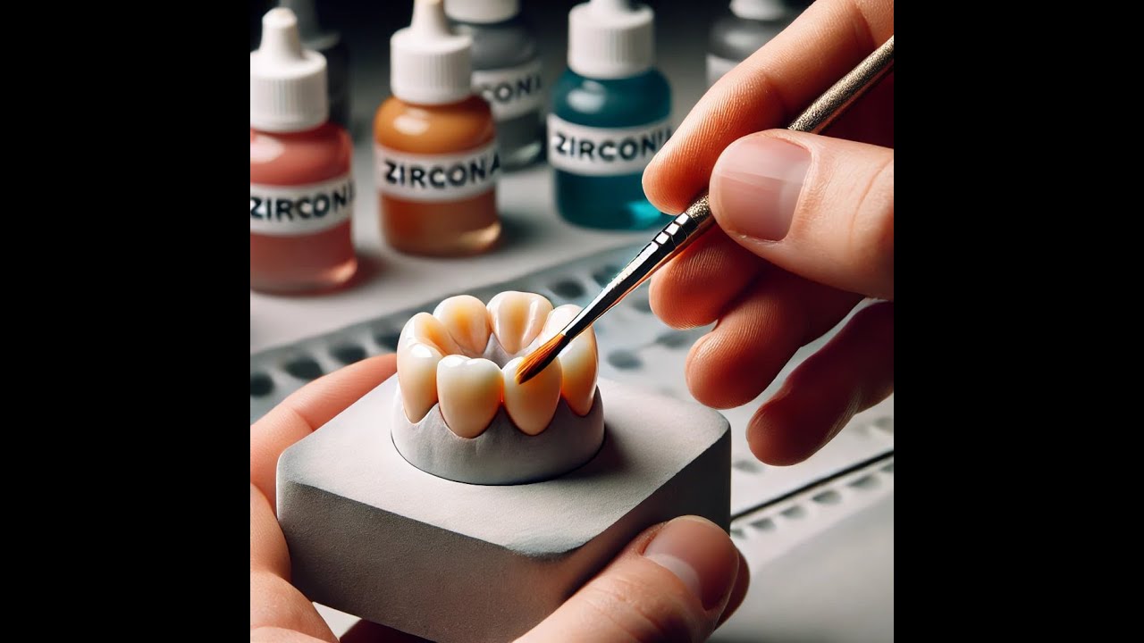 Zirconia Crowns Coloring Like professional with effects ZrO2 befor sintering