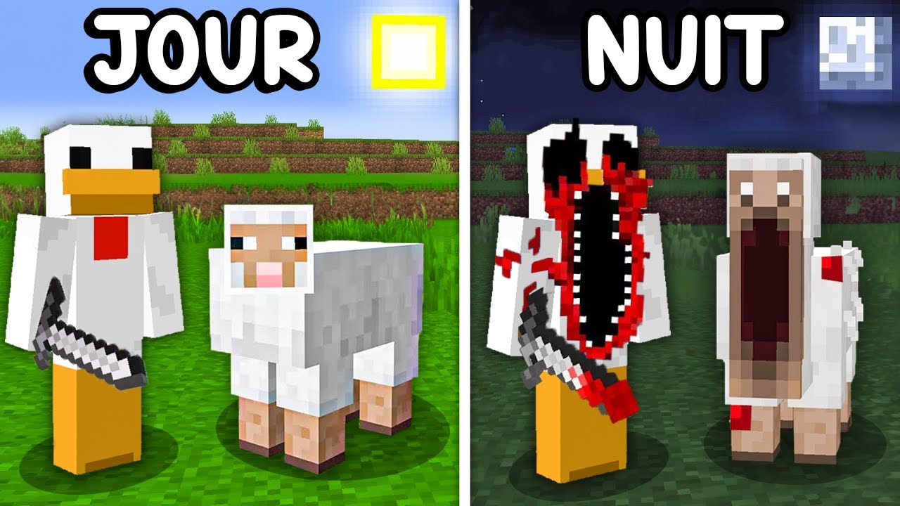 TOUT devient Effrayant la NUIT sur Minecraft.. (aide moi)