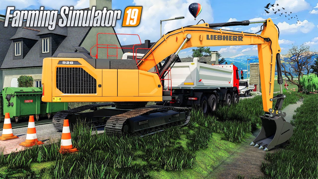 Curage des foss&eacute;s dans la ville (Farming Simulator 19 PAYSAGISTE)