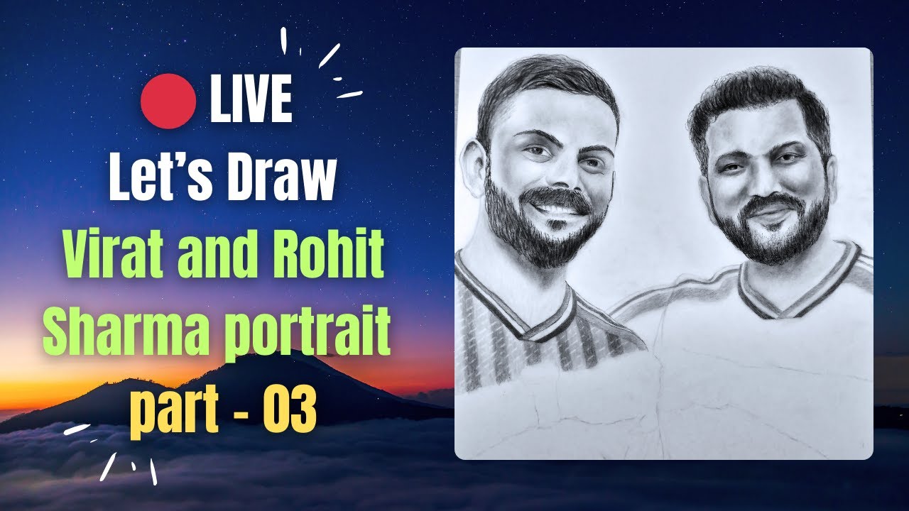 Virat Kohli Hair & Neck Shading LIVE | Shirt Detailing | Virat & Rohit Portrait Part 3