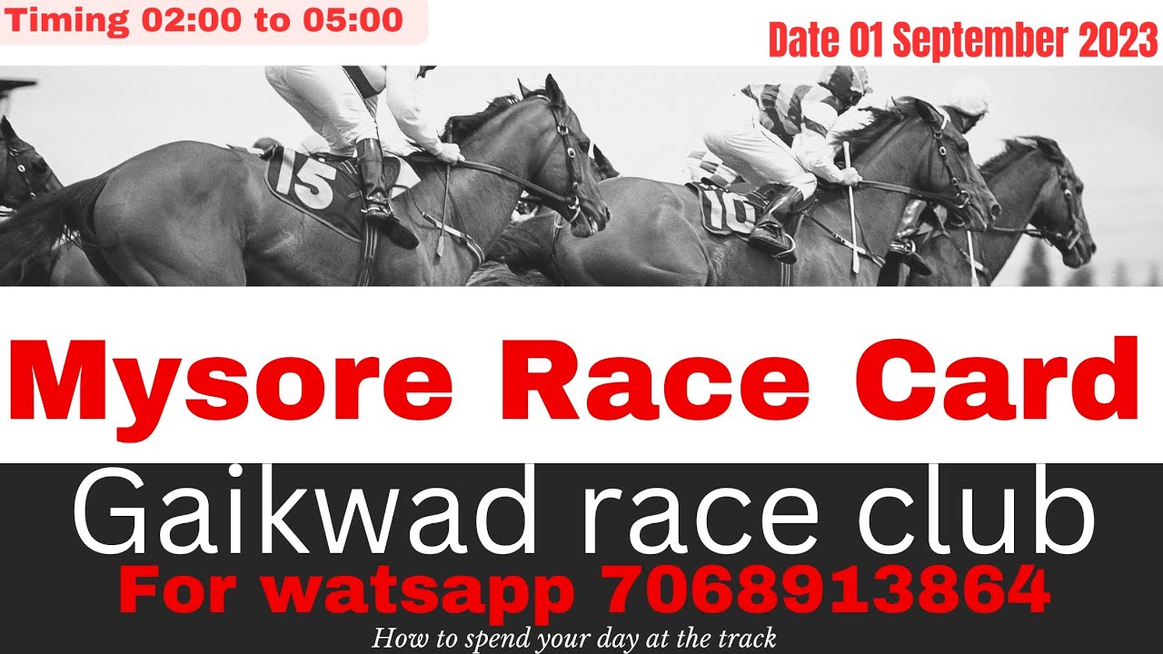 Mysore Race Card/Mysore good selection/Mysore best Horse tips/ Mysore live race 01st September 2023