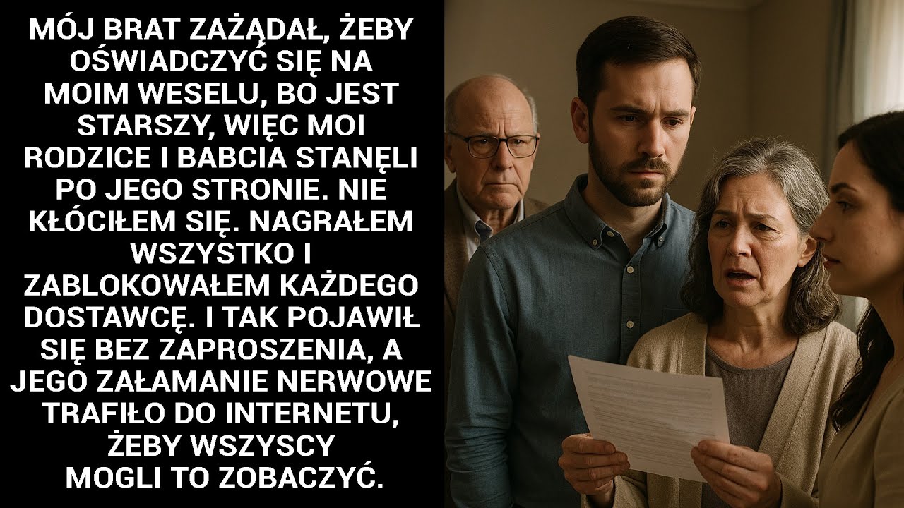 Mój Brat Zażądał, Żeby Oświadczyć Się Na Moim Weselu, Bo Jest Starszy, Więc Moi Rodzice I Babcia...