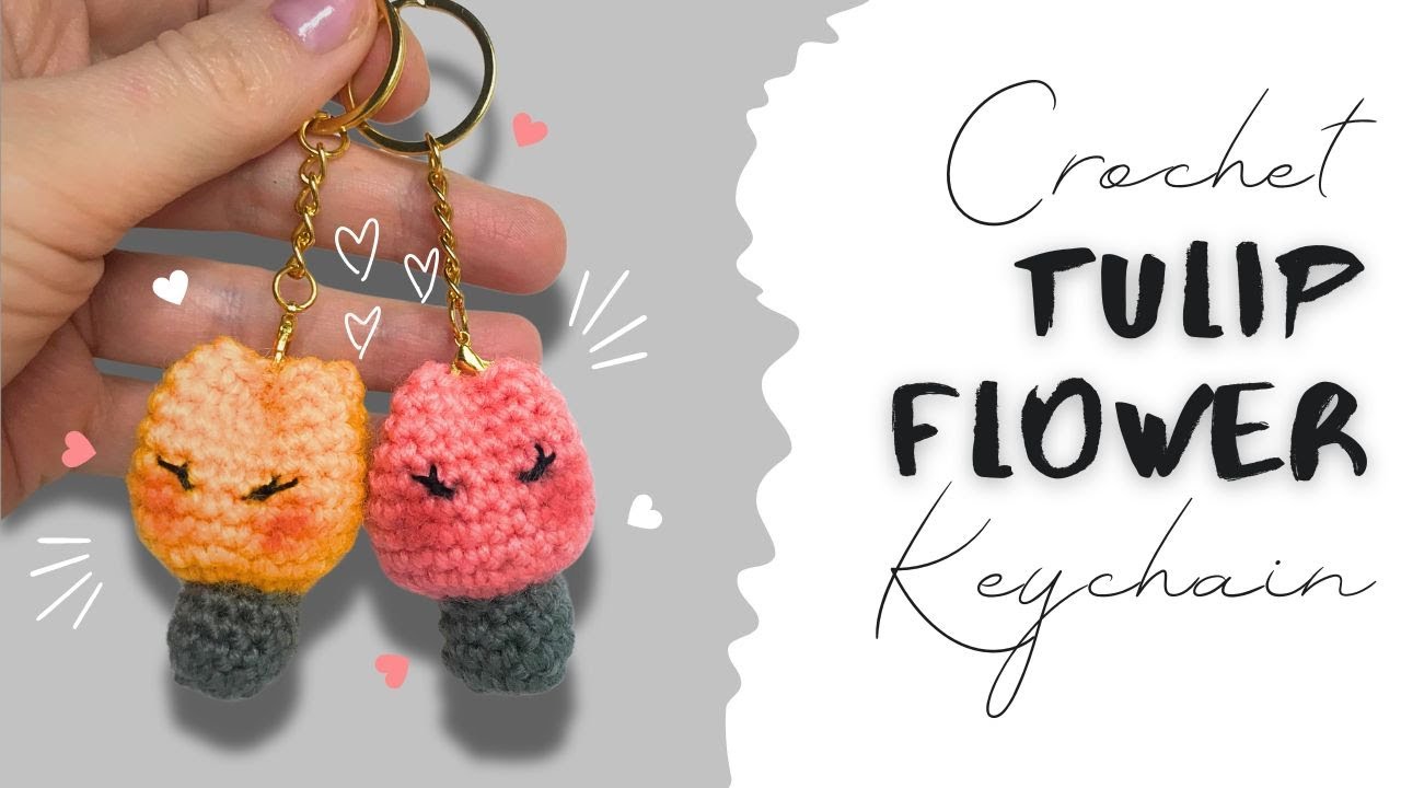 🌷Crochet Tulip Flower Keychain🌷 Easy tutorial. Beginners friendly. Mini tulip.