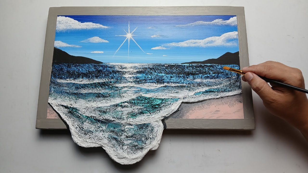 3D Textured Seascape Painting with Recyclable Materials