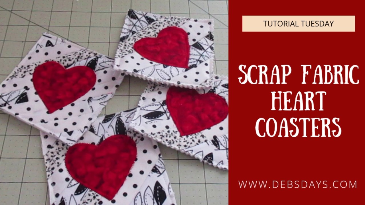 How to Make Homemade Scrap Fabric Quilted Heart Drink Coasters for Valentine's Day