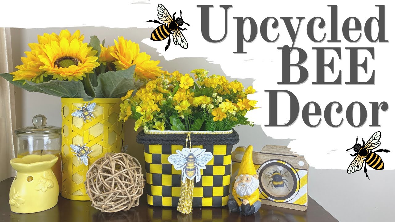 Honey Bee DIY Decor/ Save Our Earth Challenge/ Upcycled Empty Containers, Newspaper and Cardboard