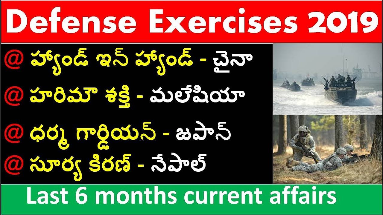 List of Joint Defence Exercises of India with different countries In Telugu | 2019 current affairs