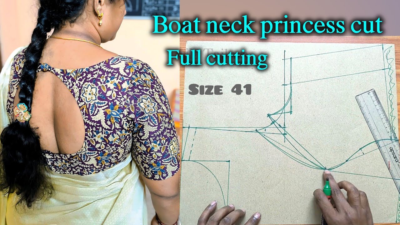 Boat neck princess cut full cutting /@MahilaTailors #princesscutblousecutting
