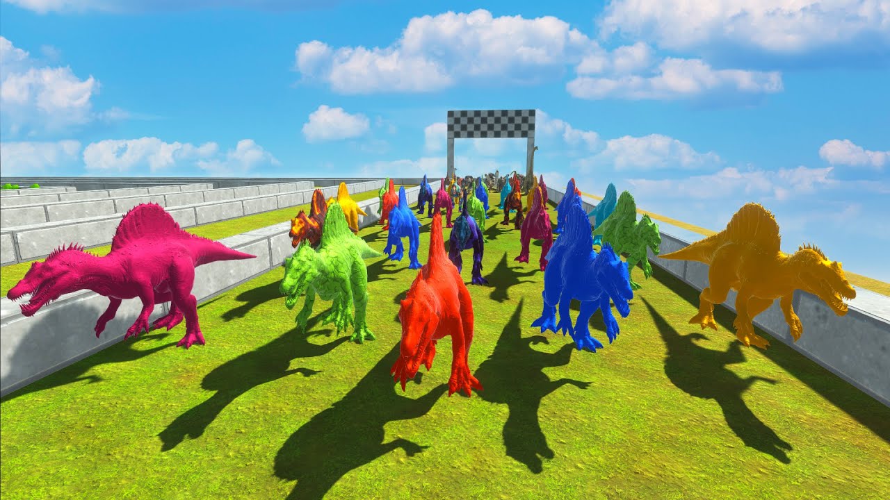 RACE TO EAT AN COLOR SPINOSAURUS - LAST SURVIVOR - Animal Revolt Battle Simualtor