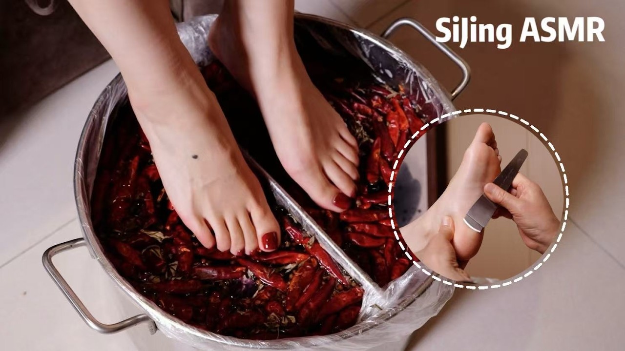 ASMR 🌶️ Ножная ванна «хот-пот» в Чунцине 🦶🏻 Запах действительно особенный 😂