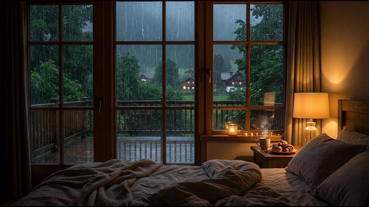 Magic Healing: Rain Sounds & Felt Piano - Warm Lamp and Rainy Village View for Deep Rest. 🌊