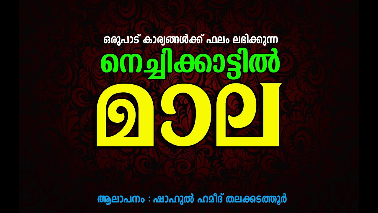 NECHIKKATTIL MALA | With Lyrics | Singer : Shahul Hameed Thalakkadathoor#islamic#shaduli