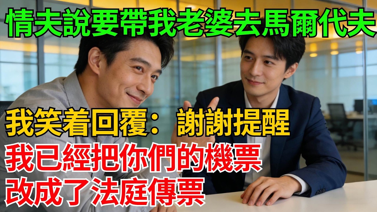 情夫炫耀說要帶我老婆去馬爾代夫，我笑着回覆：謝謝提醒，我已經把你們的機票改成了法庭傳票【反轉情緣】#婚姻反转#冷静复仇#情感故事#夫妻#都市情感#职场情缘#短篇故事