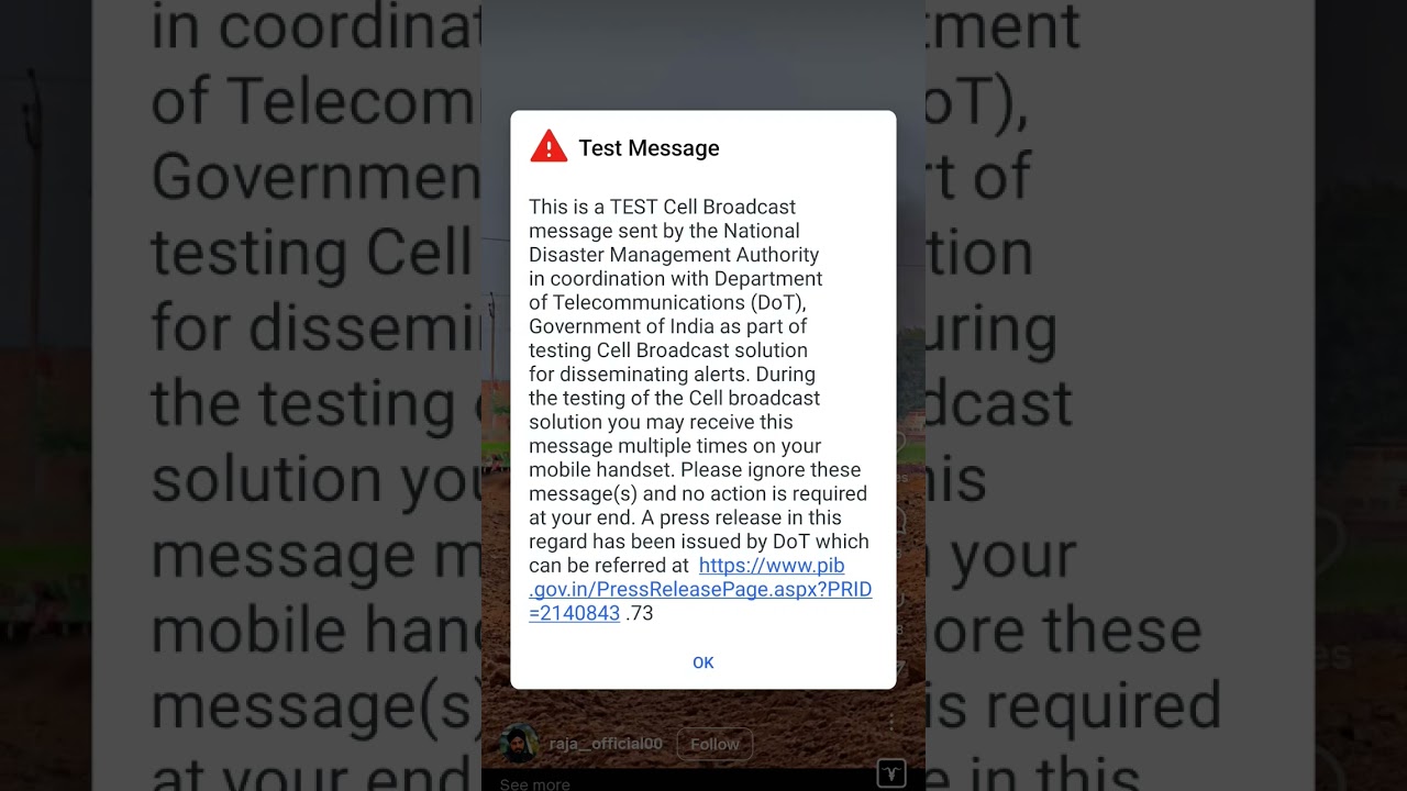 This is a TEST Cell Broadcast message sent by the National #disaster Management Authority in....more